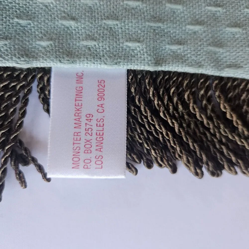 Hollywood Boulion Fringe Retro 1999 Decorative Pillow Sham 18x18 Avo Green